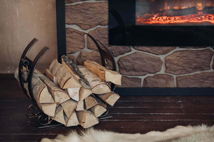 oak wood fireplace